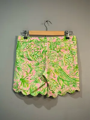 Pink/Green Lilly Pulitzer Scalloped Hem Shorts Size 00 Like New thumbnail 2