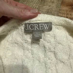 J. Crew Womens Ivory Cable Knit Odette Lady Sweater Jacket Sz L Old Money Luxury thumbnail 5