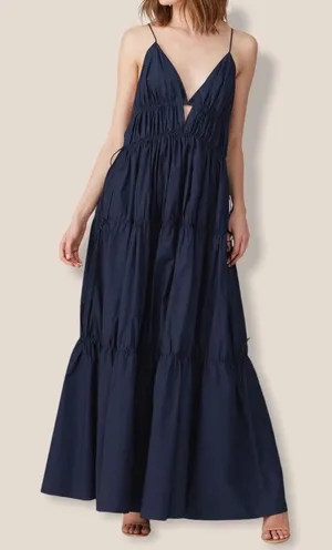 Jonathan Simkhai April Parachute Maxi Dress in Navy Blue thumbnail 1