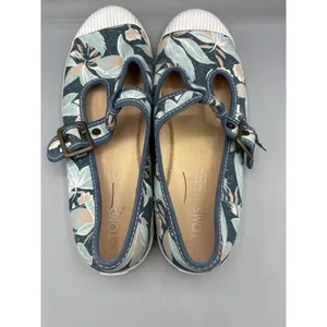 TOMS Womens Floral Canvas Mary Jane Shoes‎ With Buckle Strap 8.5 thumbnail 4