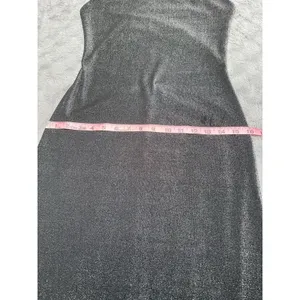 City Triangles Y2K 90s Minimalist Shimmer Open Back Column Maxi Dress Silver Black Size M Read thumbnail 12