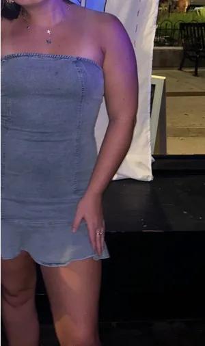 Blue Blush Denim Strapless Dress thumbnail 3