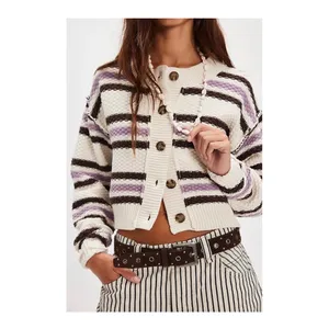 NWT Free‎ People | FP Lila Stripe Cardi / Ivory Combo Sz Small thumbnail 6