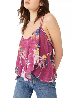 NWT We the Free Free People Hey Girl Cotton Tank Top In Spring Plum Combo thumbnail 1