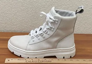 DR. MARTENS Combs Platform Boots in White Ajax+Extra Tough Poly Lace Up Boots 8 thumbnail 7
