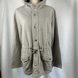Lauren Ralph Lauren Women XL Hooded Anorak Jacket Gray Drawstring Waist‎ Utility thumbnail 2