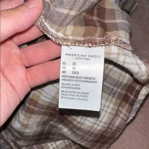American Eagle Cropped Button Up Plaid Flannel Loose Fitting thumbnail 6