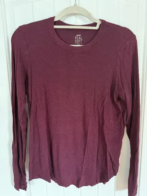 Aerie Real Soft Maroon Long Sleeve Tee thumbnail 2