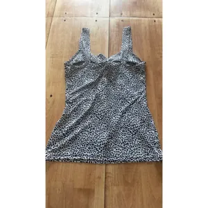 White House Black Market XS Leopard Print Ruched Sweetheart Tank Top Black White thumbnail 5