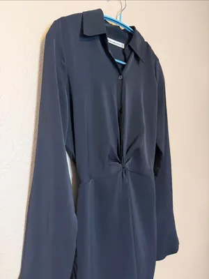Abercrombie & Fitch Knot-Front Shirt Dress black‎ twist Size XXS Tall thumbnail 4