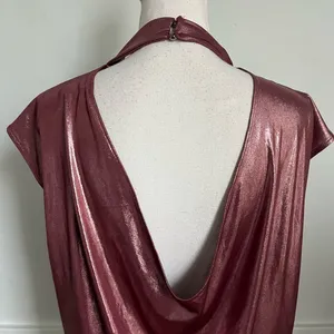 By Anthropologie • Cowl-Neck Liquid Shine Top Pinkish Red thumbnail 5
