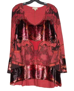 Live and let live Tunic Sweater Velvet Whimsigoth Boho Romantic Goth Festival Red Black Size Large thumbnail 1