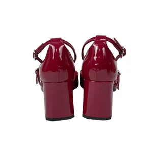 Zara Womens Red Square Toe Block Heels Ankle Strap Mary Jane Pumps Shoes 37 US 6 thumbnail 3