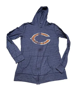 Reebok Womens Chicago Bears Full-Zip Hoodie Size m Blue & Orange Polyester Blend thumbnail 1