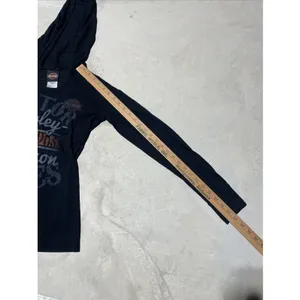 Harley Davidson Black Long Sleeve Top w/ Hoodie Pelham AL SZ L Motorcycle thumbnail 8
