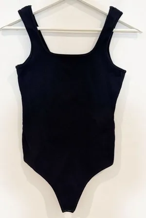 Abercrombie Bodysuit Size S Black Ribbed Square Neck Sleeveless Tank Top Capsule thumbnail 1