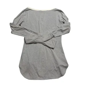 🤍 Lululemon Striped Henley Long Sleeve Button Top Gray White‎ Sz 8 🤍 thumbnail 2