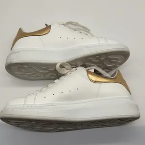 Alexander McQueen Metallic Gold & White Oversized Lace Up Sneakers Size 39 thumbnail 11