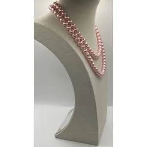 Vintage Pink Tone Double Strand Pink Faux Pearl Lightweight 33” Necklace thumbnail 12