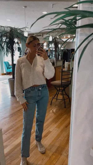 SheIn High Rise Cross Waist Straight Jeans thumbnail 2