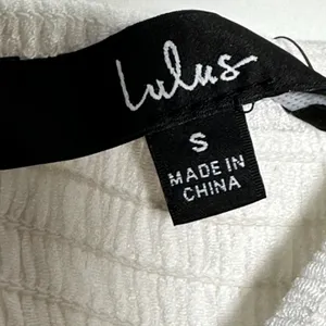 Lulus White Smocked Tiered‎ Maxi Dress Tie Back Lace Trim Small thumbnail 4