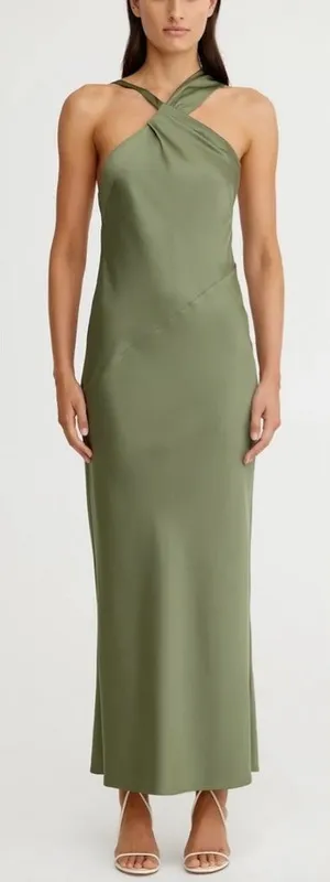 NEW Significant Other Lucile Draped Maxi Dress in Pesto AU 12 US 8 thumbnail 1