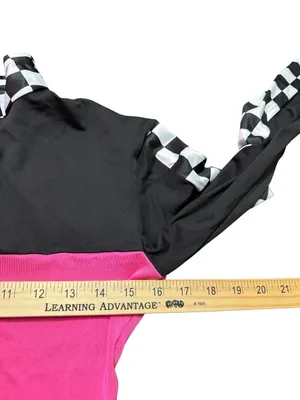 Checkerboard Racing Romper with Hot Pink Panel Black Size M thumbnail 7