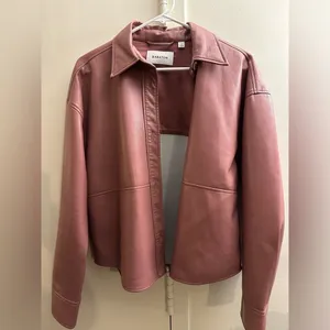 Aritzia Babaton Pelli Hip Pink Vegan Leather Jacket Small Oversized thumbnail 3