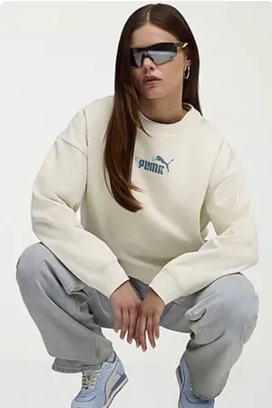Puma Size Large Women’s In Alpine Snow Floral-Back Crewneck Sweatshirt. New thumbnail 1