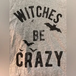 DENIM and Flower Halloween Witches Be Crazy Tee NWOT thumbnail 3