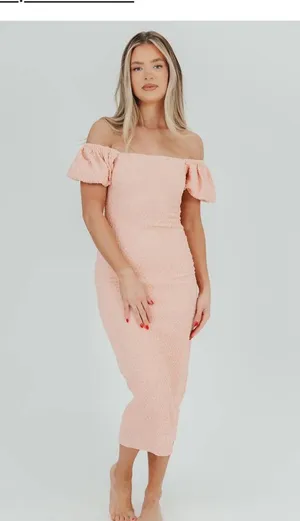 Worth collective mila puff sleeve midi dress thumbnail 1