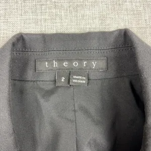 Theory Blazer Womens 2 Black Cotton Stretch Two Button Short Lined Jacket thumbnail 7
