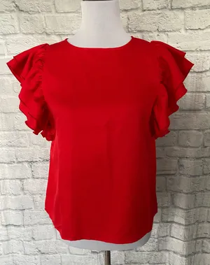 Women S red butterfly short sleeve boatneck blouse New without tags thumbnail 3