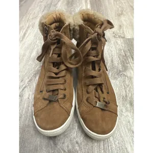 UGG Olive High Top Sneakers Chestnut Leather Shearling Womens Size 8.5 thumbnail 7