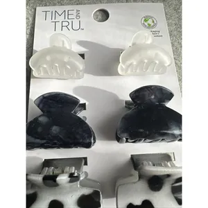 Time And‎ Tru Hair Claw Clip Lot of 2 Sets, 14 Total Black Clear White Lg Small thumbnail 2