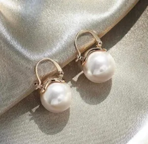 Elegant White Pearl Drop Dangle Earrings for Women thumbnail 1