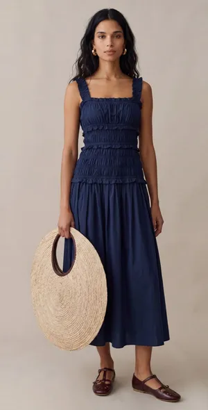 NWT Few Moda o.p.t Freya Dress size XL Navy Blue midi lace cotton thumbnail 1