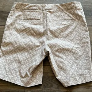 Mario Serrani Italy Size 8 Comfort Stretch Chino‎ Shorts Tan Geometric Print thumbnail 2