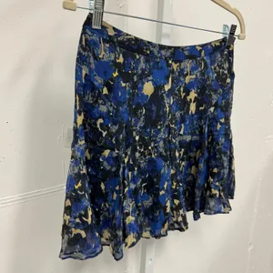 Charlotte Ronson Blue Abstract Floral Silk Mini Skirt Size 2 Summer Lightweight‎ thumbnail 3