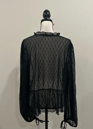 West Fade Sheer Polka Dot Blouse Black Size XL thumbnail 5