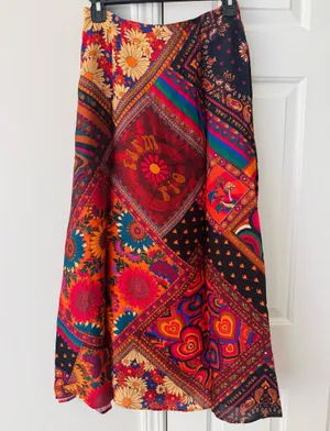 Farm Rio Mixed Prints Satin Slip Midi Skirt, Size S thumbnail 8