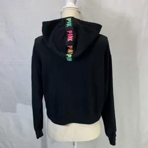 PINK Victoria’s Secret Full Zip Cropped Hoodie Black Size M thumbnail 4