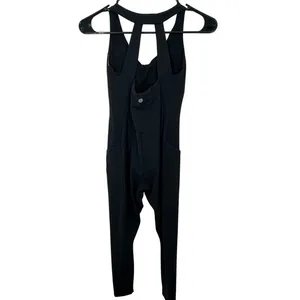 Athleta Transcend Bodysuit Black Yoga‎ Pilates One Piece Strappy Back Pockets XS thumbnail 4