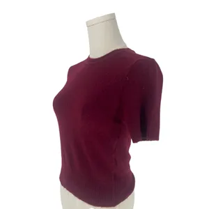 Joe's Jeans The Steph Shrunken Sweater Tee Syrah Burgundy XS Cropped Yak Wool‎ thumbnail 6