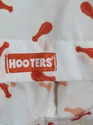 Hooters medium button up shirt sleeve chicken leg print thumbnail 8