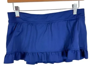 Title Nine Nylon Navy Blue Ruffled Mini Swim Skirt‎ Bikini Brief Under Size S thumbnail 1