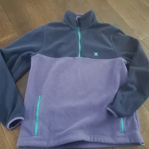 Hurley Navy and Lavender Fleece Jacket Size Small Oversized Fit thumbnail 1