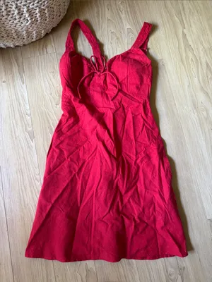 Abercrombie & Fitch Red Midi Tie-Front Sundress thumbnail 1
