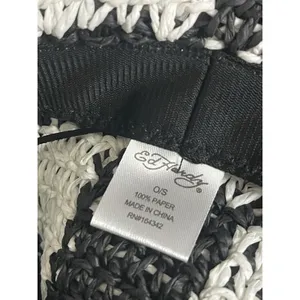 Ed Hardy, Black‎ And White Crochet Checkered Bucket hat festival Boho thumbnail 2