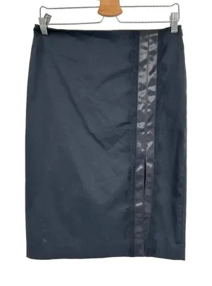 Wolford Black Pencil‎ Skirt Front Slit Satin and Lace Stripe Trim Size US 6 thumbnail 1